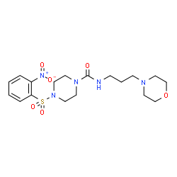ChemSpider 2D Image | N-[3-(4-Morpholinyl)propyl]-4-[(2-nitrophenyl)sulfonyl]-1-piperazinecarboxamide | C18H27N5O6S