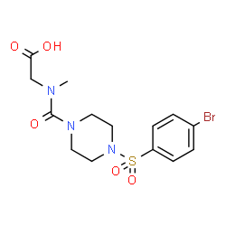 ChemSpider 2D Image | N-({4-[(4-Bromophenyl)sulfonyl]-1-piperazinyl}carbonyl)-N-methylglycine | C14H18BrN3O5S