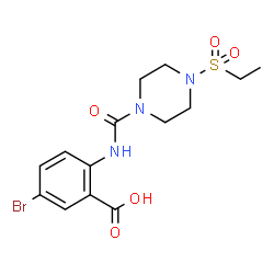 ChemSpider 2D Image | 5-Bromo-2-({[4-(ethylsulfonyl)-1-piperazinyl]carbonyl}amino)benzoic acid | C14H18BrN3O5S
