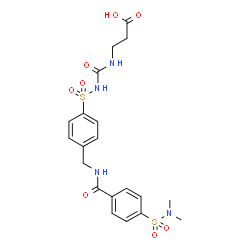 ChemSpider 2D Image | N-({[4-({[4-(Dimethylsulfamoyl)benzoyl]amino}methyl)phenyl]sulfonyl}carbamoyl)-beta-alanine | C20H24N4O8S2