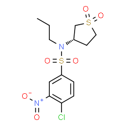 ChemSpider 2D Image | 4-Chloro-N-[(3S)-1,1-dioxidotetrahydro-3-thiophenyl]-3-nitro-N-propylbenzenesulfonamide | C13H17ClN2O6S2