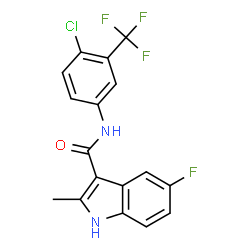 ChemSpider 2D Image | N-[4-Chloro-3-(trifluoromethyl)phenyl]-5-fluoro-2-methyl-1H-indole-3-carboxamide | C17H11ClF4N2O