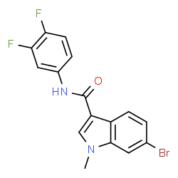 ChemSpider 2D Image | 6-Bromo-N-(3,4-difluorophenyl)-1-methyl-1H-indole-3-carboxamide | C16H11BrF2N2O