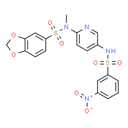 ChemSpider 2D Image | N-Methyl-N-(5-{[(3-nitrophenyl)sulfonyl]amino}-2-pyridinyl)-1,3-benzodioxole-5-sulfonamide | C19H16N4O8S2