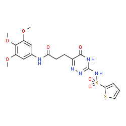 ChemSpider 2D Image | 3-{5-Oxo-3-[(2-thienylsulfonyl)amino]-4,5-dihydro-1,2,4-triazin-6-yl}-N-(3,4,5-trimethoxyphenyl)propanamide | C19H21N5O7S2