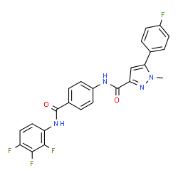 ChemSpider 2D Image | 5-(4-Fluorophenyl)-1-methyl-N-{4-[(2,3,4-trifluorophenyl)carbamoyl]phenyl}-1H-pyrazole-3-carboxamide | C24H16F4N4O2