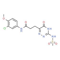 ChemSpider 2D Image | N-(3-Chloro-4-methoxyphenyl)-3-{3-[(methylsulfonyl)amino]-5-oxo-4,5-dihydro-1,2,4-triazin-6-yl}propanamide | C14H16ClN5O5S