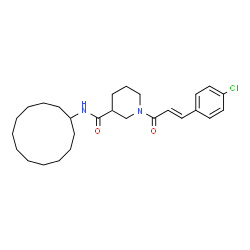 ChemSpider 2D Image | 1-[(2E)-3-(4-Chlorophenyl)-2-propenoyl]-N-cyclododecyl-3-piperidinecarboxamide | C27H39ClN2O2