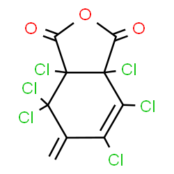 ChemSpider 2D Image | 3a,4,4,6,7,7a-Hexachloro-5-methylene-3a,4,5,7a-tetrahydro-2-benzofuran-1,3-dione | C9H2Cl6O3