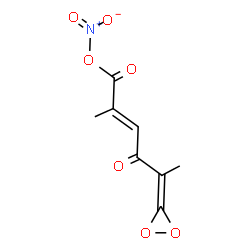ChemSpider 2D Image | (2E)-5-(3-Dioxiranylidene)-2-methyl-4-oxo-2-hexenoyl nitrate | C8H7NO7