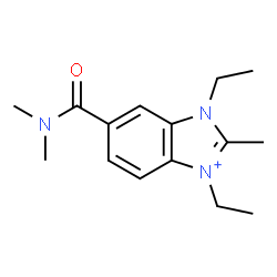 ChemSpider 2D Image | 6-Dimethylcarbamoyl-1,3-diethyl-2-methyl-3H-benzoimidazol-1-ium | C15H22N3O
