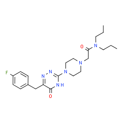 ChemSpider 2D Image | 2-{4-[6-(4-Fluorobenzyl)-5-oxo-4,5-dihydro-1,2,4-triazin-3-yl]-1-piperazinyl}-N,N-dipropylacetamide | C22H31FN6O2