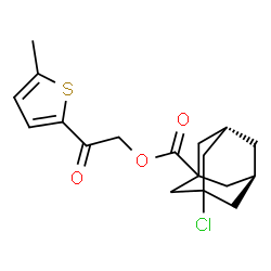 ChemSpider 2D Image | 2-(5-Methyl-2-thienyl)-2-oxoethyl (5R,7S)-3-chloro-1-adamantanecarboxylate | C18H21ClO3S