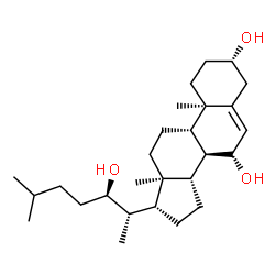 ChemSpider 2D Image | (3beta,7beta,22R)-Cholest-5-ene-3,7,22-triol | C27H46O3