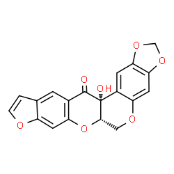 ChemSpider 2D Image | (6aS,13aR)-13a-Hydroxy-6a,13a-dihydro[1,3]dioxolo[6,7]chromeno[3,4-b]furo[3,2-g]chromen-13(6H)-one | C19H12O7