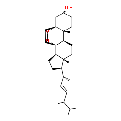 ChemSpider 2D Image | (1S,2R,5R,6R,9R,10R,13S,15S)-5-[(2R,3E)-5,6-Dimethyl-3-hepten-2-yl]-6,10-dimethyl-16,17-dioxapentacyclo[13.2.2.0~1,9~.0~2,6~.0~10,15~]nonadec-18-en-13-ol | C28H44O3