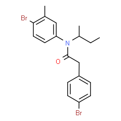 ChemSpider 2D Image | N-(4-Bromo-3-methylphenyl)-2-(4-bromophenyl)-N-sec-butylacetamide | C19H21Br2NO