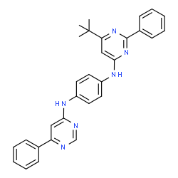 ChemSpider 2D Image | N-[6-(2-Methyl-2-propanyl)-2-phenyl-4-pyrimidinyl]-N'-(6-phenyl-4-pyrimidinyl)-1,4-benzenediamine | C30H28N6