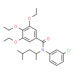 ChemSpider 2D Image | N-(3-Chlorophenyl)-3,4,5-triethoxy-N-(4-methyl-2-pentanyl)benzamide | C25H34ClNO4