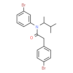 ChemSpider 2D Image | N-(3-Bromophenyl)-2-(4-bromophenyl)-N-(3-methyl-2-butanyl)acetamide | C19H21Br2NO