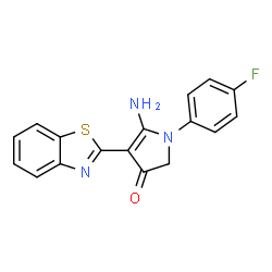 ChemSpider 2D Image | 5-Amino-4-benzothiazol-2-yl-1-(4-fluoro-phenyl)-1,2-dihydro-pyrrol-3-one | C17H12FN3OS
