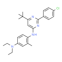 ChemSpider 2D Image | N~1~-[2-(4-Chlorophenyl)-6-(2-methyl-2-propanyl)-4-pyrimidinyl]-N~4~,N~4~-diethyl-2-methyl-1,4-benzenediamine | C25H31ClN4