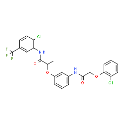 ChemSpider 2D Image | 2-(3-{[(2-Chlorophenoxy)acetyl]amino}phenoxy)-N-[2-chloro-5-(trifluoromethyl)phenyl]propanamide | C24H19Cl2F3N2O4