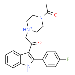 ChemSpider 2D Image | 4-Acetyl-1-{2-[2-(4-fluorophenyl)-1H-indol-3-yl]-2-oxoethyl}piperazin-1-ium | C22H23FN3O2