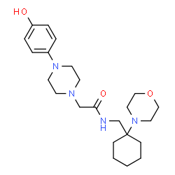 ChemSpider 2D Image | 2-[4-(4-Hydroxyphenyl)-1-piperazinyl]-N-{[1-(4-morpholinyl)cyclohexyl]methyl}acetamide | C23H36N4O3