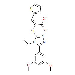 ChemSpider 2D Image | (2E)-2-{[5-(3,5-Dimethoxyphenyl)-4-ethyl-4H-1,2,4-triazol-3-yl]sulfanyl}-3-(2-thienyl)acrylate | C19H18N3O4S2
