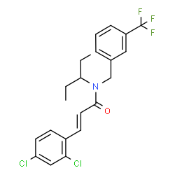 ChemSpider 2D Image | (2E)-3-(2,4-Dichlorophenyl)-N-(3-pentanyl)-N-[3-(trifluoromethyl)benzyl]acrylamide | C22H22Cl2F3NO