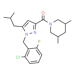 ChemSpider 2D Image | [1-(2-Chloro-6-fluorobenzyl)-5-isobutyl-1H-pyrazol-3-yl](3,5-dimethyl-1-piperidinyl)methanone | C22H29ClFN3O