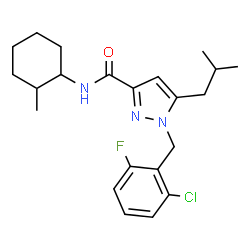 ChemSpider 2D Image | 1-(2-Chloro-6-fluorobenzyl)-5-isobutyl-N-(2-methylcyclohexyl)-1H-pyrazole-3-carboxamide | C22H29ClFN3O