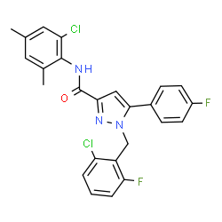 ChemSpider 2D Image | N-(2-Chloro-4,6-dimethylphenyl)-1-(2-chloro-6-fluorobenzyl)-5-(4-fluorophenyl)-1H-pyrazole-3-carboxamide | C25H19Cl2F2N3O