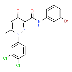 ChemSpider 2D Image | N-(3-Bromophenyl)-1-(3,4-dichlorophenyl)-6-methyl-4-oxo-1,4-dihydro-3-pyridazinecarboxamide | C18H12BrCl2N3O2