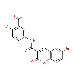 ChemSpider 2D Image | Methyl 5-{[(6-bromo-2-oxo-2H-chromen-3-yl)carbonyl]amino}-2-hydroxybenzoate | C18H12BrNO6
