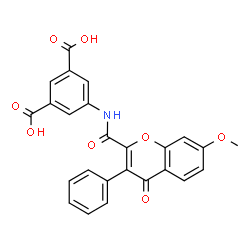 ChemSpider 2D Image | 5-{[(7-Methoxy-4-oxo-3-phenyl-4H-chromen-2-yl)carbonyl]amino}isophthalic acid | C25H17NO8