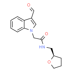 ChemSpider 2D Image | 2-(3-Formyl-1H-indol-1-yl)-N-[(2R)-tetrahydro-2-furanylmethyl]acetamide | C16H18N2O3