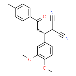 ChemSpider 2D Image | [(1R)-1-(3,4-Dimethoxyphenyl)-3-(4-methylphenyl)-3-oxopropyl]malononitrile | C21H20N2O3