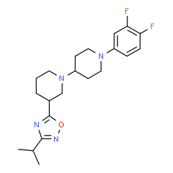 ChemSpider 2D Image | 1'-(3,4-Difluorophenyl)-3-(3-isopropyl-1,2,4-oxadiazol-5-yl)-1,4'-bipiperidine | C21H28F2N4O