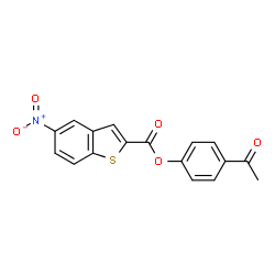ChemSpider 2D Image | 4-Acetylphenyl 5-nitro-1-benzothiophene-2-carboxylate | C17H11NO5S