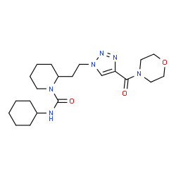 ChemSpider 2D Image | N-Cyclohexyl-2-{2-[4-(4-morpholinylcarbonyl)-1H-1,2,3-triazol-1-yl]ethyl}-1-piperidinecarboxamide | C21H34N6O3