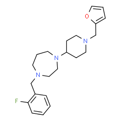 ChemSpider 2D Image | 1-(2-Fluorobenzyl)-4-[1-(2-furylmethyl)-4-piperidinyl]-1,4-diazepane | C22H30FN3O