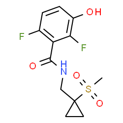 ChemSpider 2D Image | 2,6-Difluoro-3-hydroxy-N-{[1-(methylsulfonyl)cyclopropyl]methyl}benzamide | C12H13F2NO4S