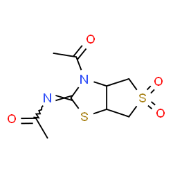 ChemSpider 2D Image | N-[(2Z)-3-Acetyl-5,5-dioxidotetrahydrothieno[3,4-d][1,3]thiazol-2(3H)-ylidene]acetamide | C9H12N2O4S2