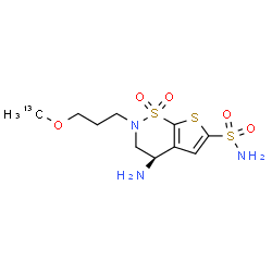 ChemSpider 2D Image | (4R)-4-Amino-2-{3-[(~13~C)methyloxy]propyl}-3,4-dihydro-2H-thieno[3,2-e][1,2]thiazine-6-sulfonamide 1,1-dioxide | C913CH17N3O5S3