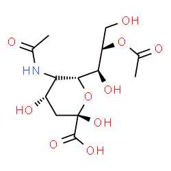 ChemSpider 2D Image | (5xi,6R)-5-Acetamido-6-[(1S,2R)-2-acetoxy-1,3-dihydroxypropyl]-3,5-dideoxy-beta-D-glycero-hex-2-ulopyranosonic acid | C13H21NO10