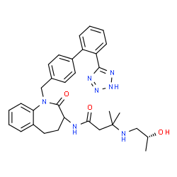 ChemSpider 2D Image | 3-{[(2R)-2-Hydroxypropyl]amino}-3-methyl-N-(2-oxo-1-{[2'-(2H-tetrazol-5-yl)-4-biphenylyl]methyl}-2,3,4,5-tetrahydro-1H-1-benzazepin-3-yl)butanamide | C32H37N7O3