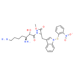 ChemSpider 2D Image | Methyl N-[(3S)-3,7-diamino-2-hydroxyheptanoyl]-1-[(2-nitrophenyl)sulfanyl]tryptophanate | C25H31N5O6S