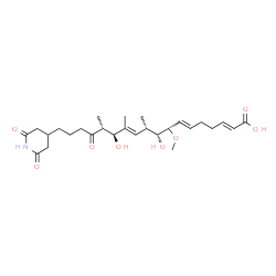 ChemSpider 2D Image | (2E,6E,8S,9R,10S,11E,13S,14R)-18-(2,6-Dioxo-4-piperidinyl)-9,13-dihydroxy-8-methoxy-10,12,14-trimethyl-15-oxo-2,6,11-octadecatrienoic acid | C27H41NO8